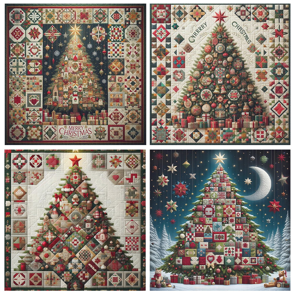 Embroidery Xmas Kits - Full Embroidery Eco-cotton Thread 14CT Printed