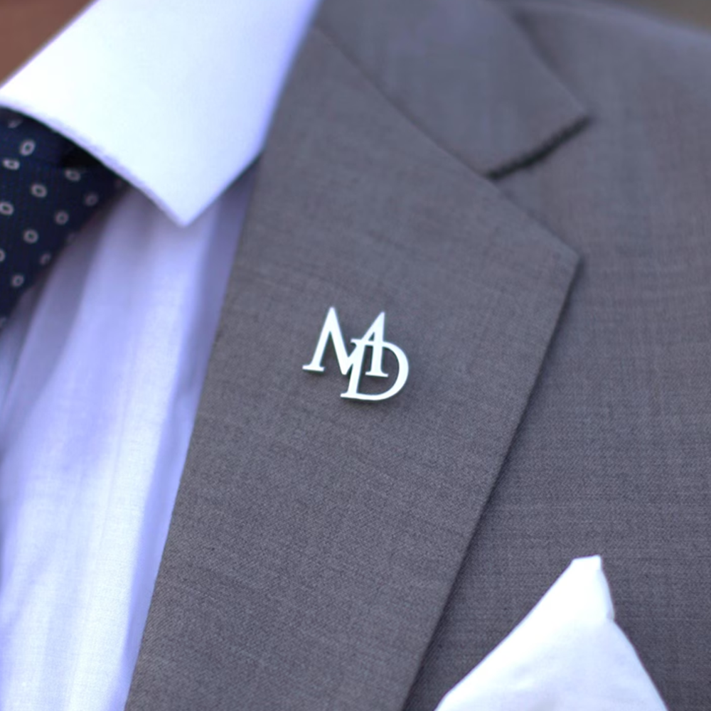 Embroidery Initials - Custom Initials Brooch for Men's Suit