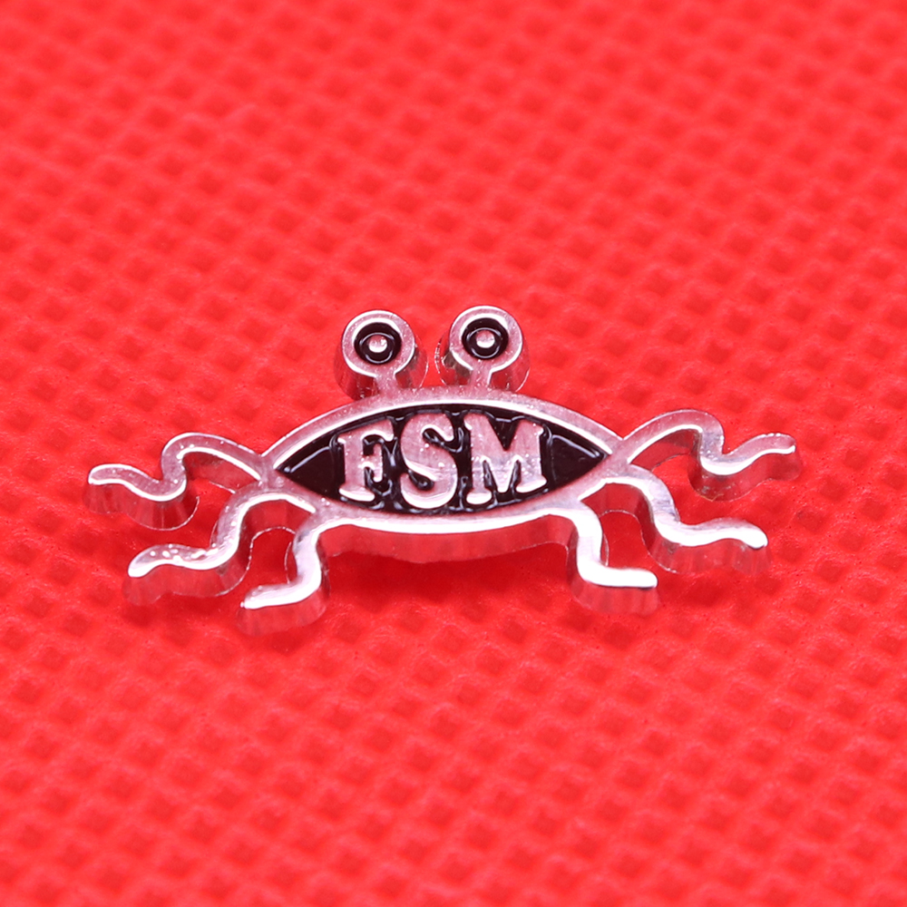 Embroidery Initials - Flying Spaghetti enamel pin FSM brooch
