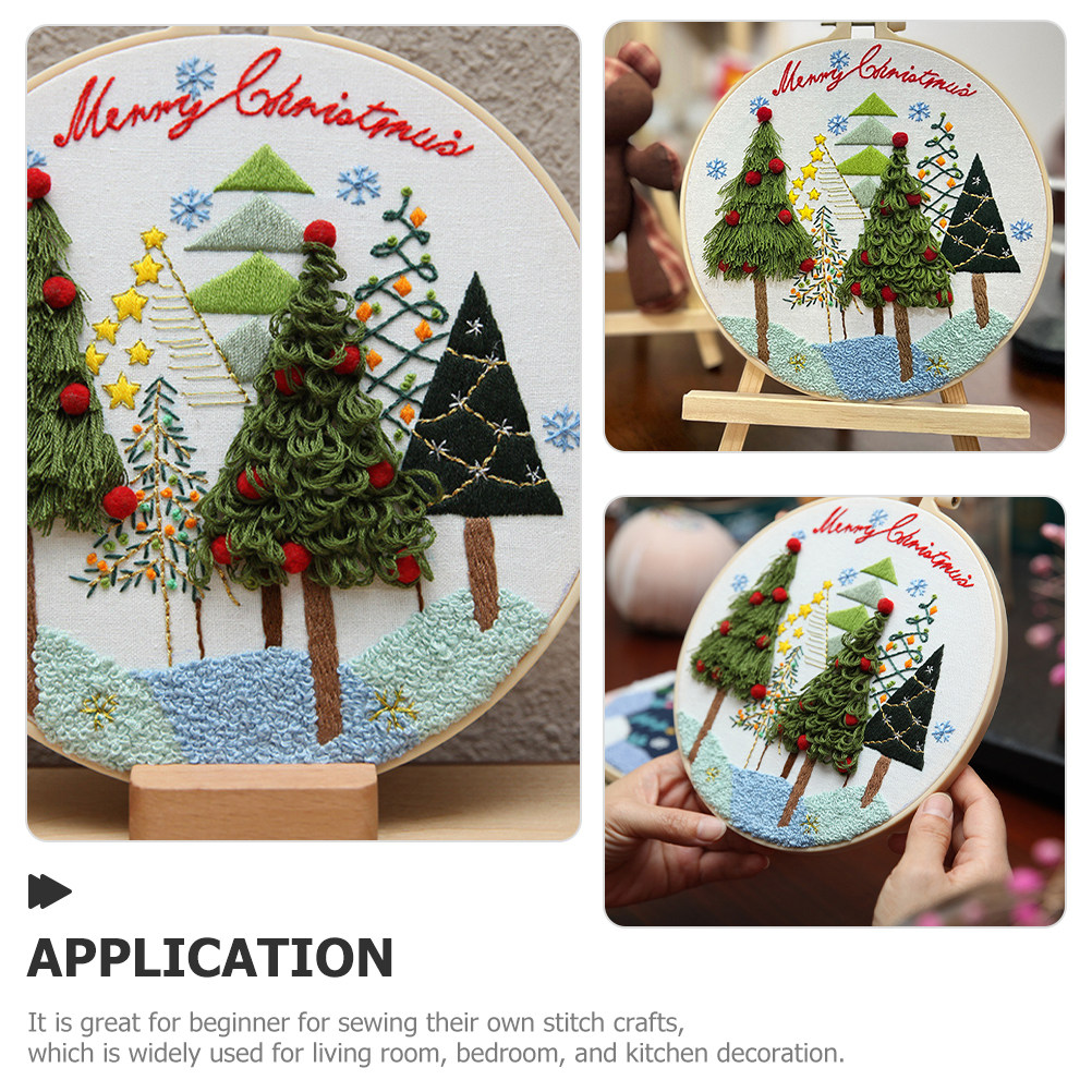 Embroidery Xmas Kits - Christmas Embroidery Kit 20cm Hoop Xmas