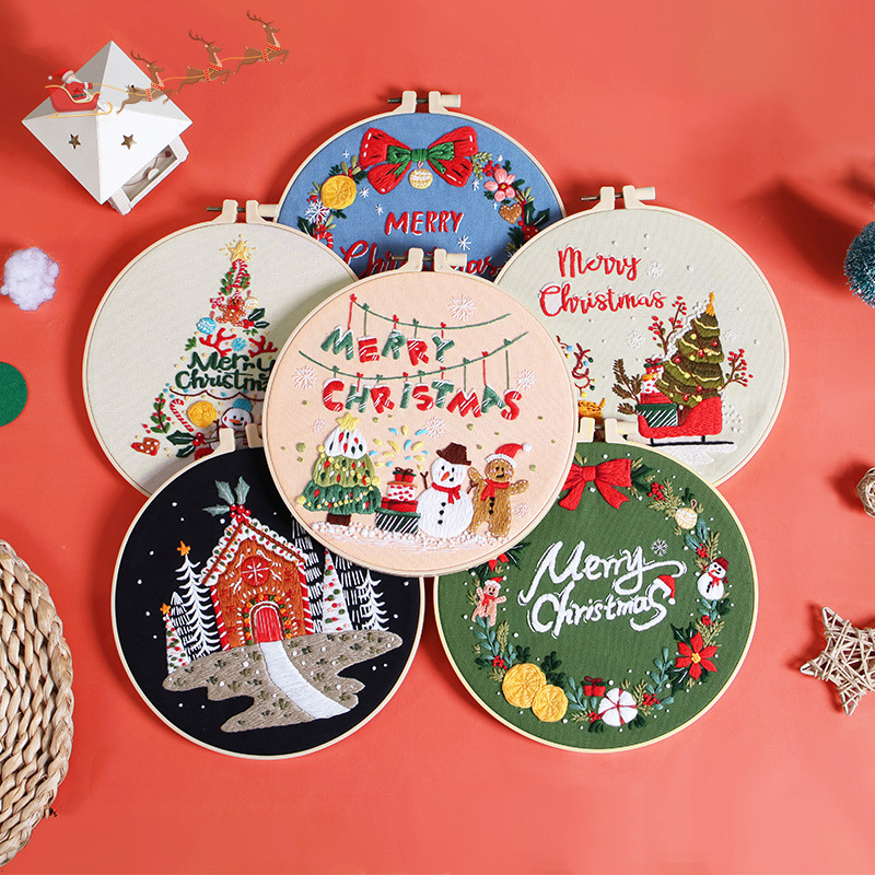Embroidery Xmas Kits - Merry Christmas DIY Embroidery Kit for