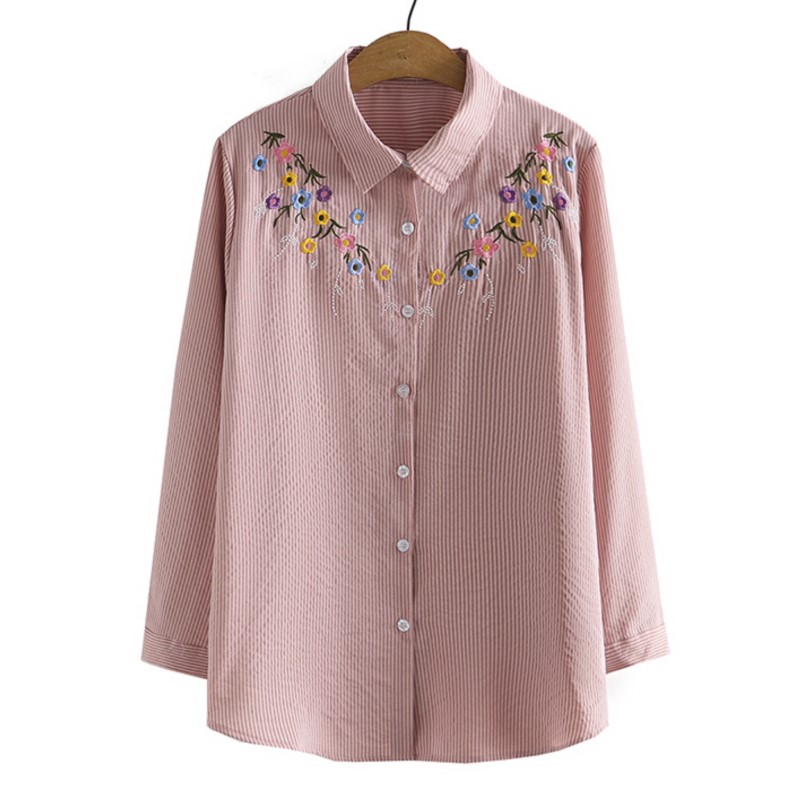 Embroidery Blouse - 4XL Plus Size Shirts Women Spring
