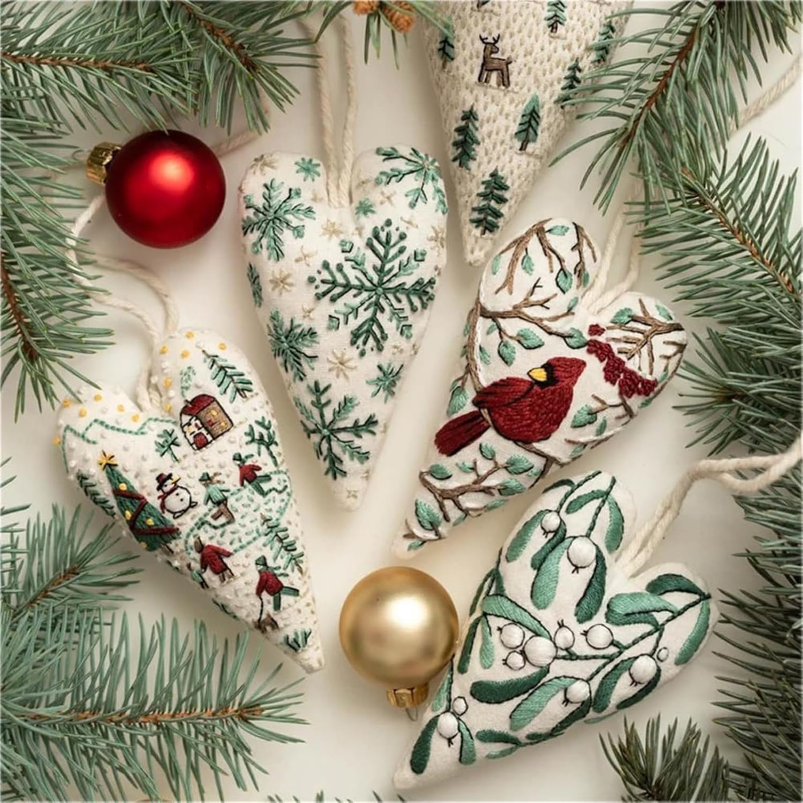 Embroidery Xmas Kits - 8Pcs Embroidery Christmas Ornament Kits with