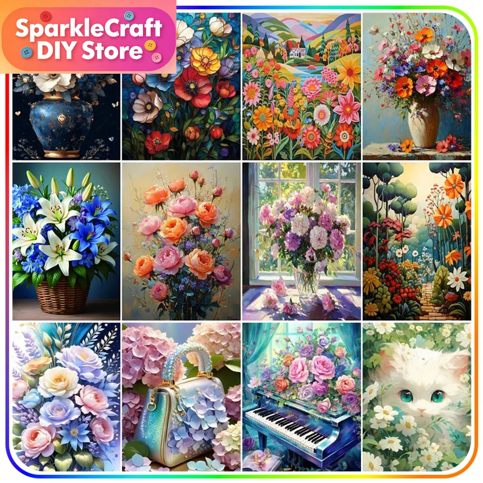 Embroidery Kit Set - 1pc frameless Diamond Painting Kits Flowers