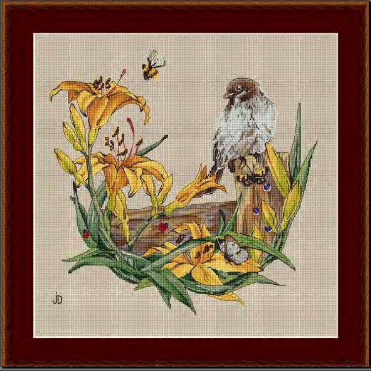Embroidery Yellow Flower - Cross Stitch Kits Cross stitch Aida