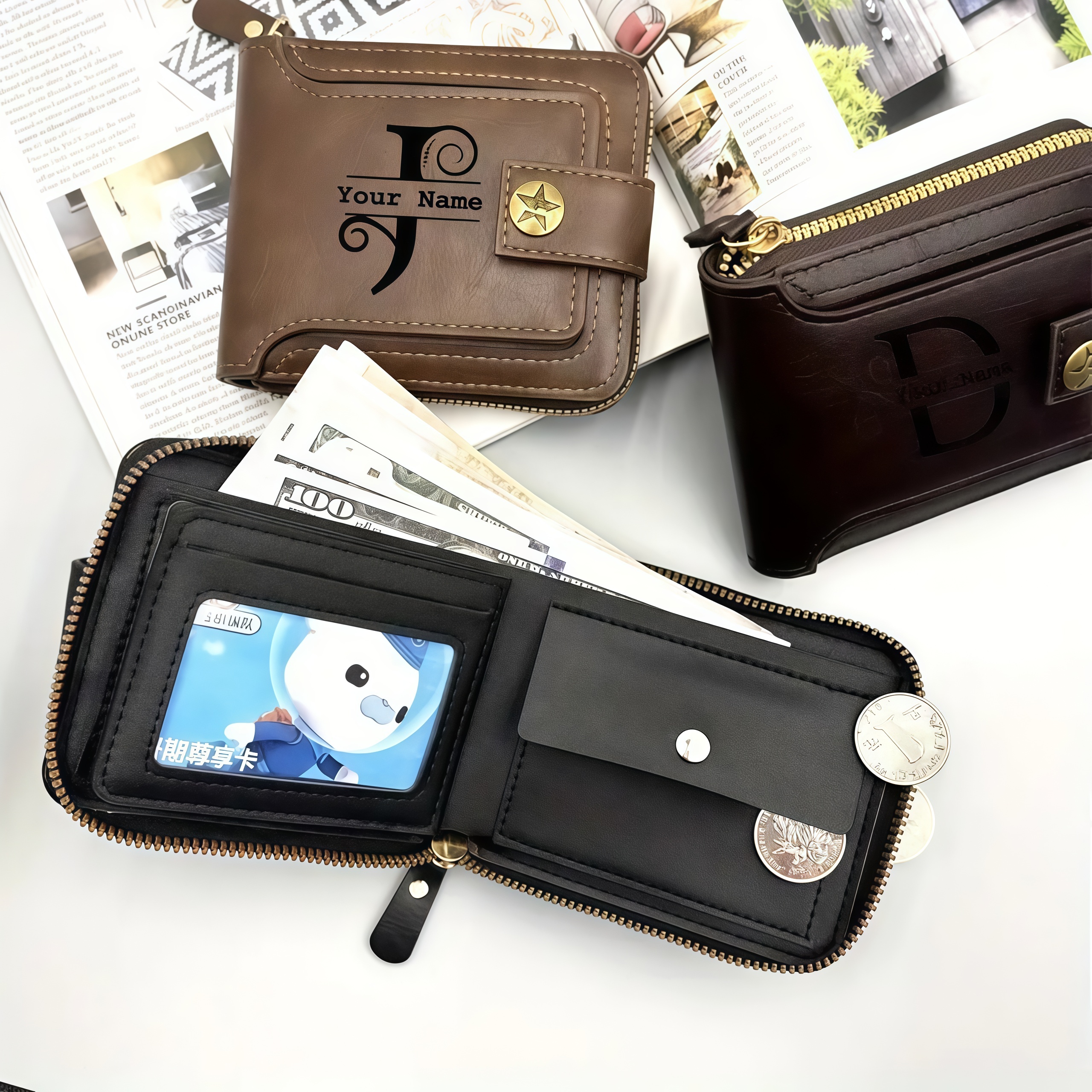 Customized Men's Name Wallet G – Embroidery Alphabet Bewertung und Preis