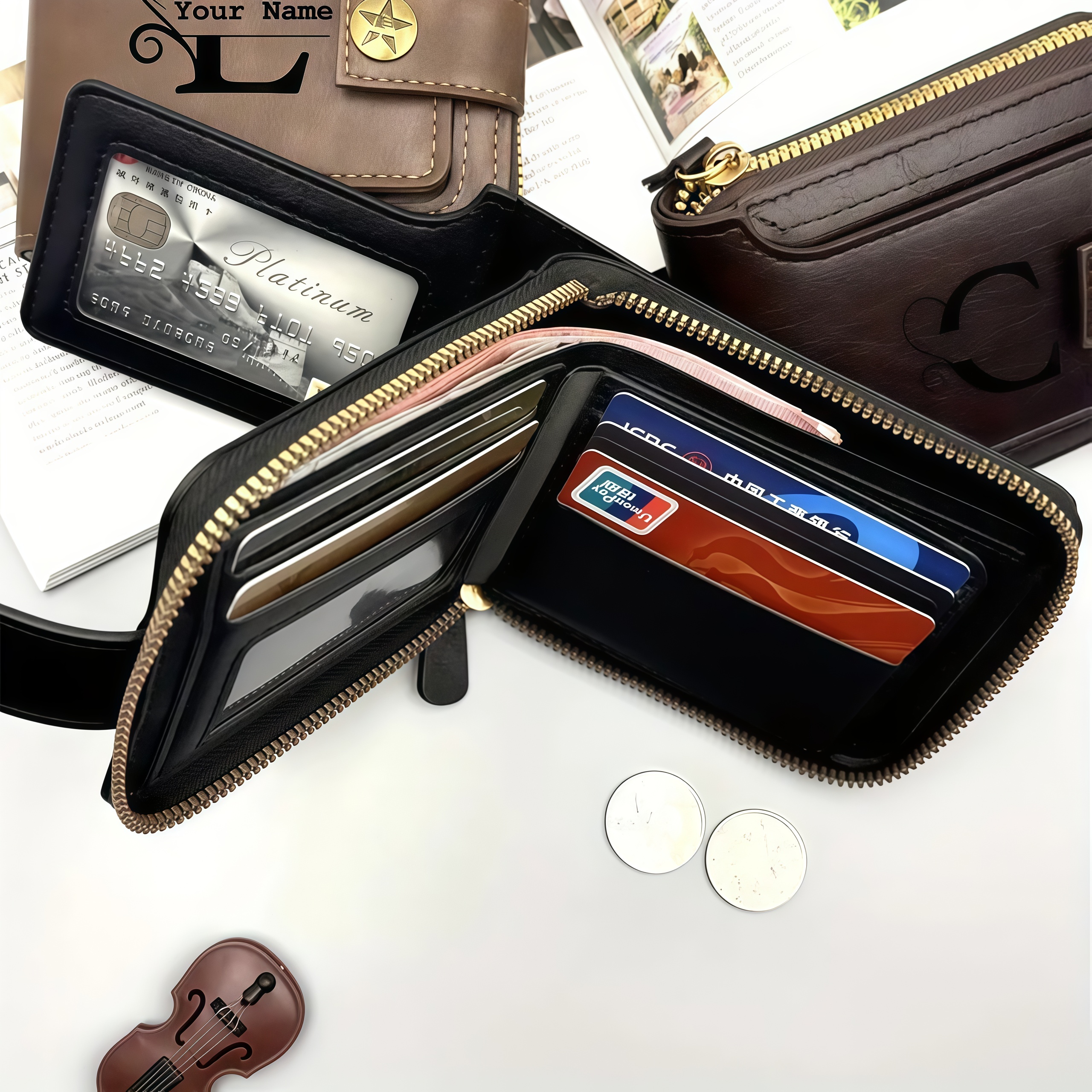 Customized Men's Name Wallet G – Embroidery Alphabet Bewertung und Preis