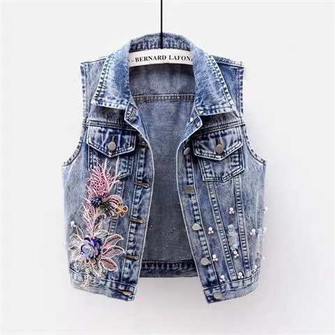 Denim Vest Coat Women Sleevele – Embroidery Vest Bewertung und Preis