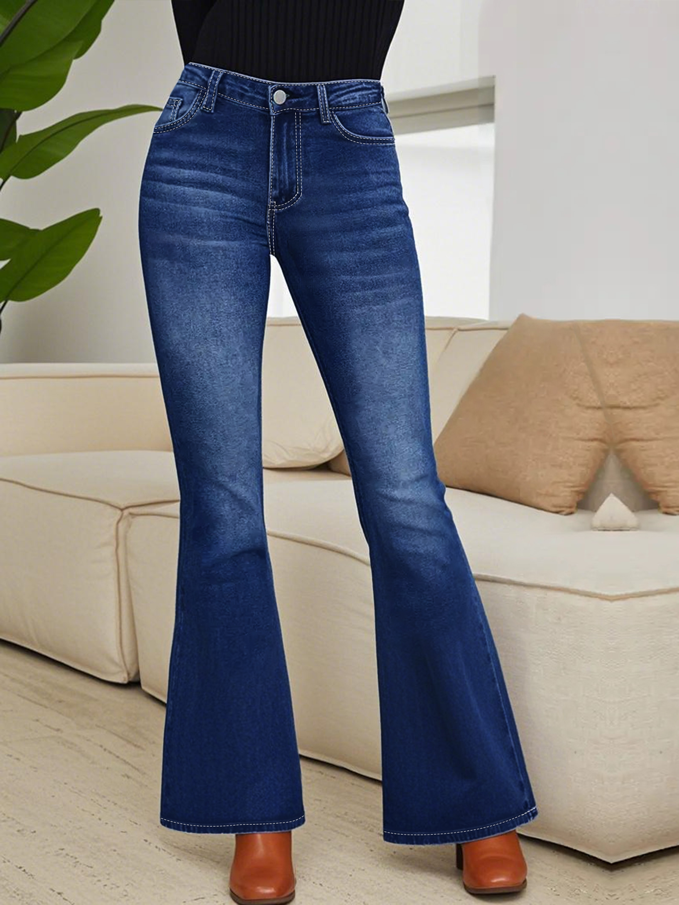 Women's plus-size high-waisted – Embroidery Jeans Bewertung und Preis