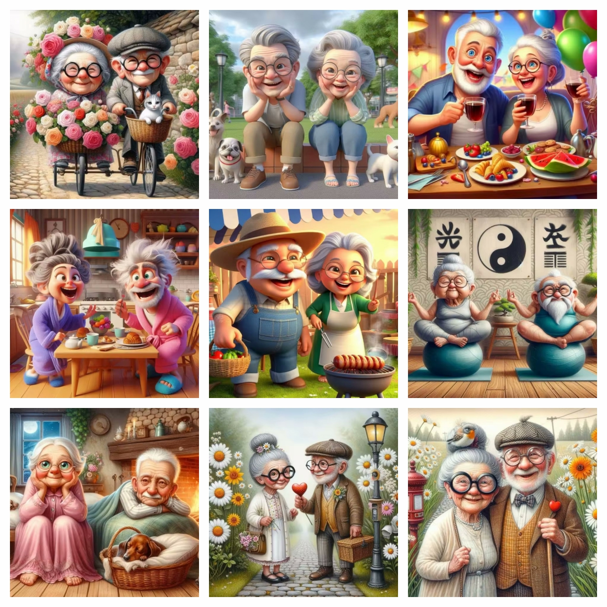 Cartoon Happy Old Couple 5D Fu – Embroidery Kit Set Bewertung und Preis