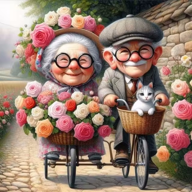 Cartoon Happy Old Couple 5D Fu – Embroidery Kit Set Bewertung und Preis