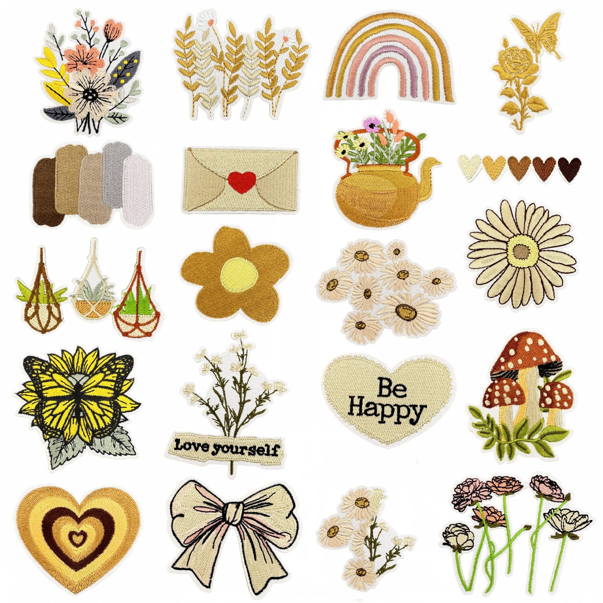 10pcs Beige Yellow Wappen Patc – Embroidery Yellow Flower Bewertung und Preis