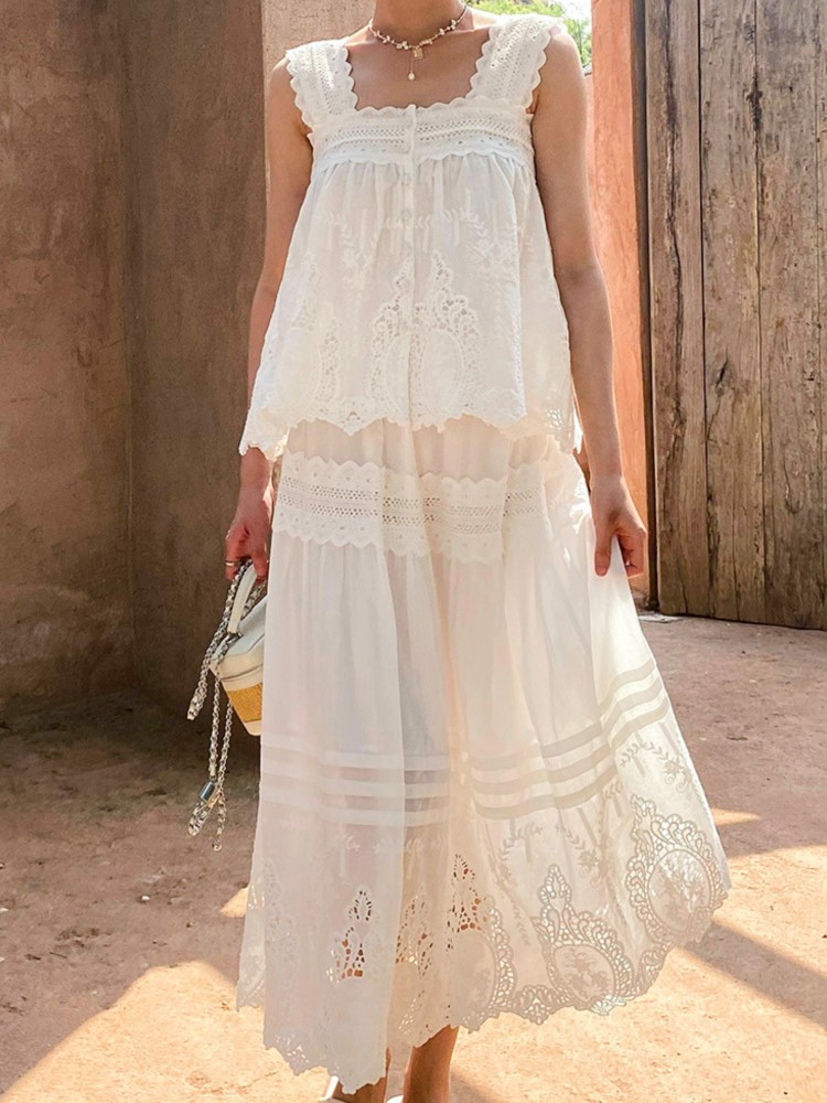 Bohemian White Square-neck Ves – Embroidery Vest Bewertung und Preis