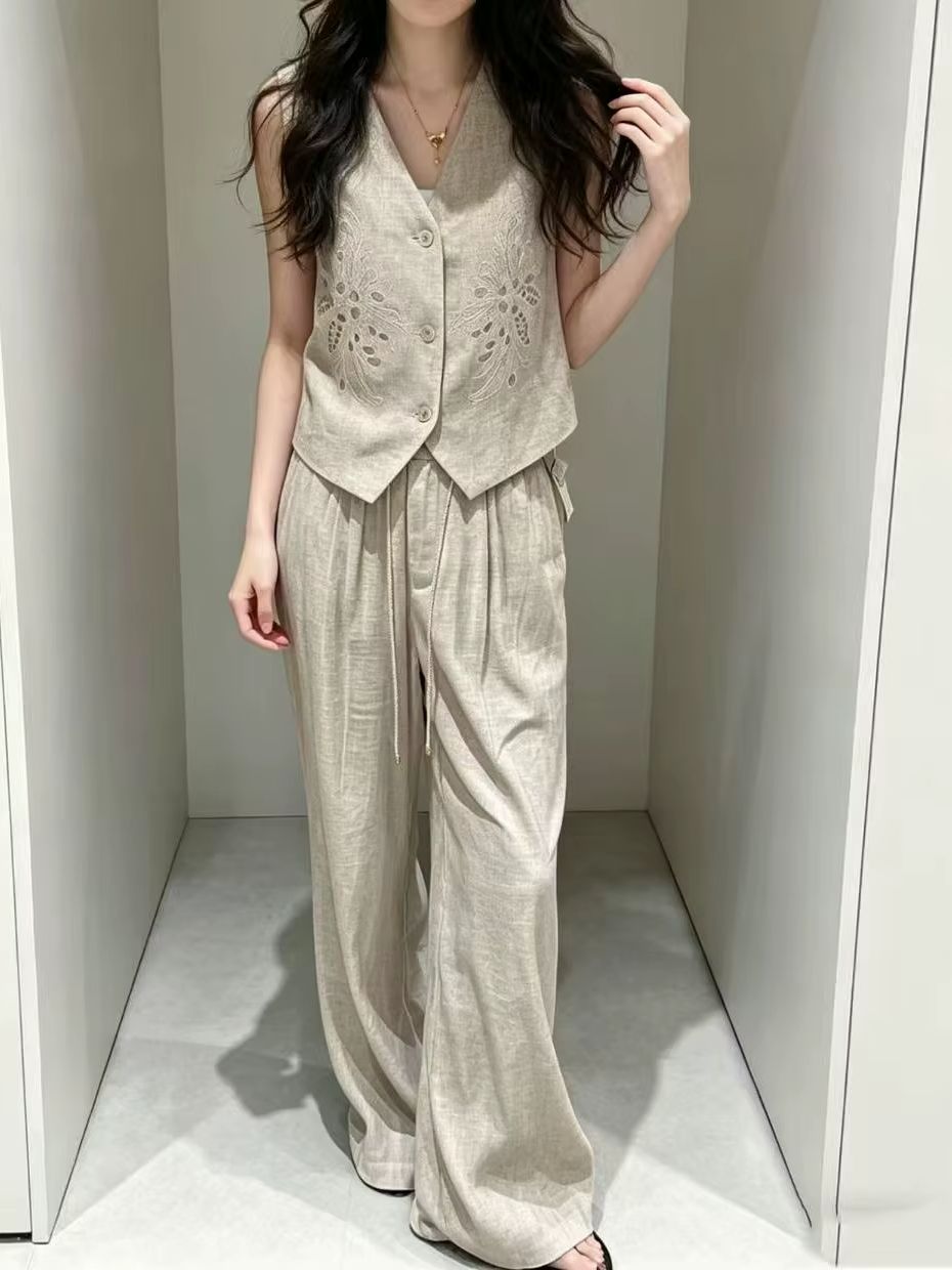 Elegant linen embroidered slee – Embroidery Vest Bewertung und Preis