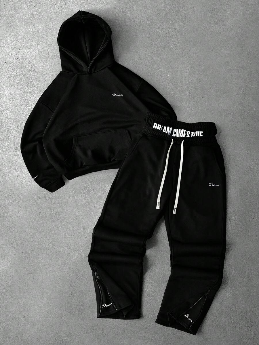 Men Black Hoodie And Joggers S – Embroidery Knit Bewertung und Preis