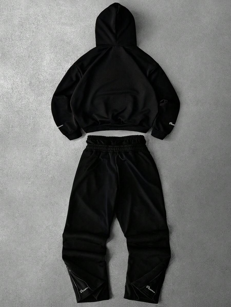 Men Black Hoodie And Joggers S – Embroidery Knit Bewertung und Preis