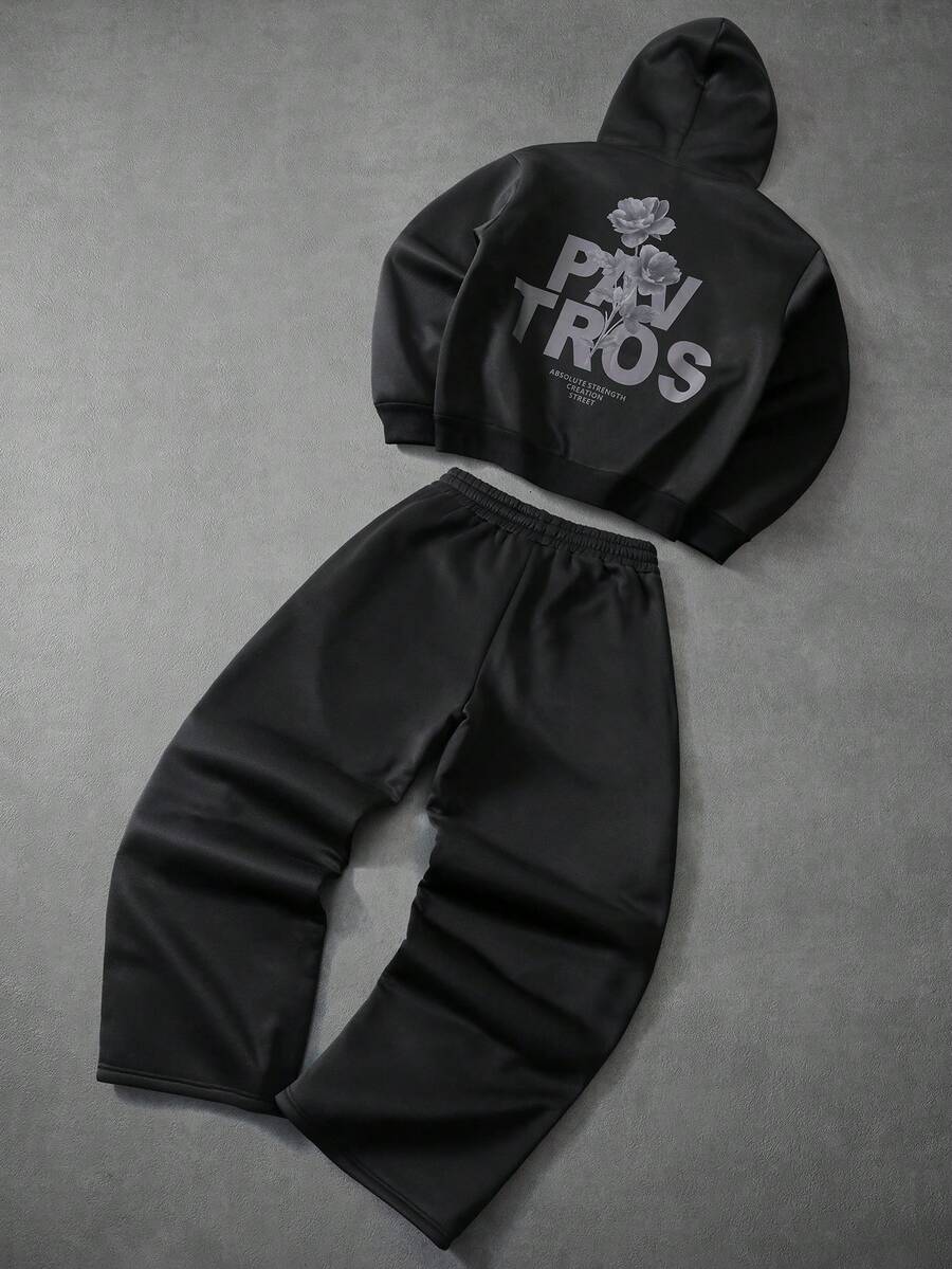 Men Black Hoodie And Joggers S – Embroidery Knit Bewertung und Preis