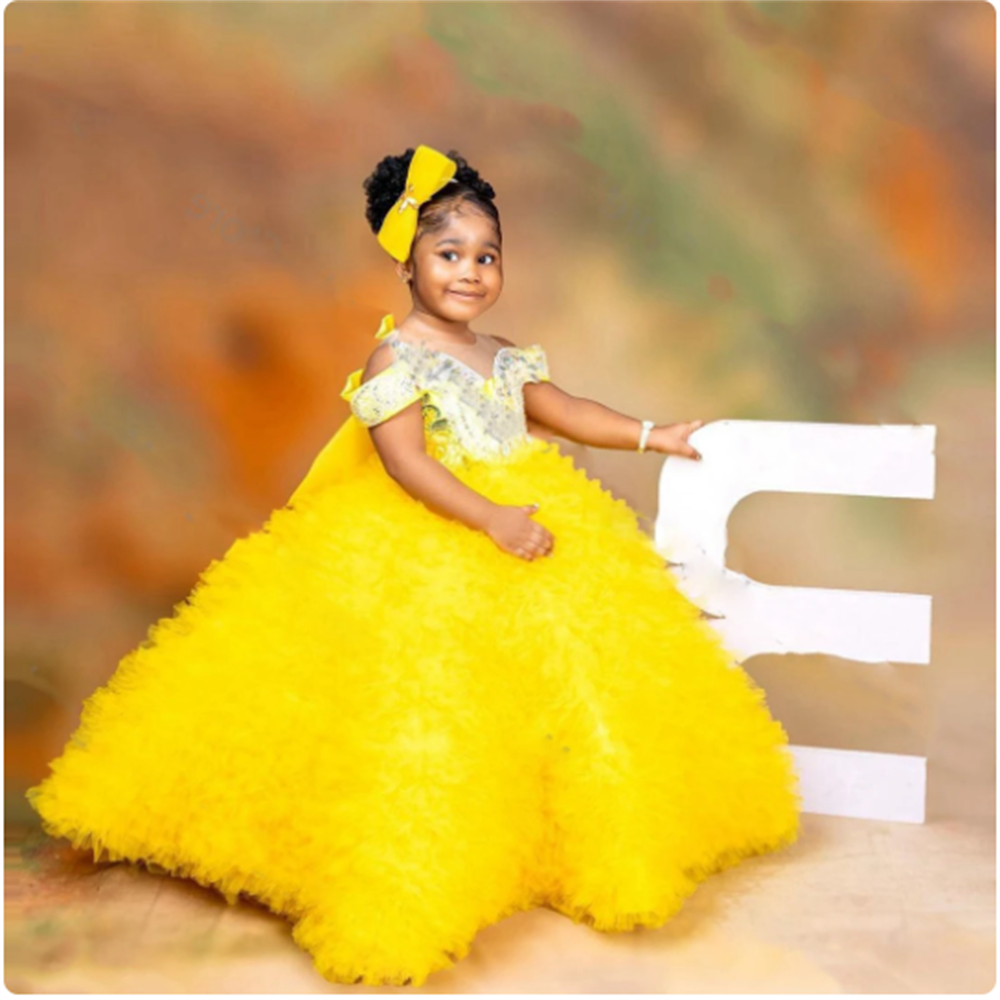 Lovely Yellow Flower Girls Dre – Embroidery Yellow Flower Bewertung und Preis