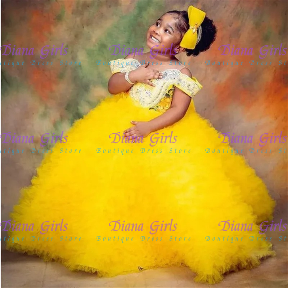 Lovely Yellow Flower Girls Dre – Embroidery Yellow Flower Bewertung und Preis