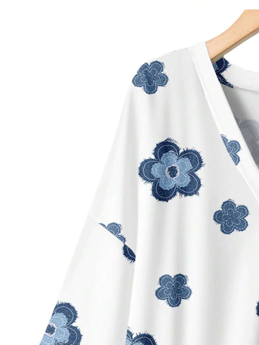 Floral Print Plus Size V-Neck  – Embroidery Tshirt Bewertung und Preis
