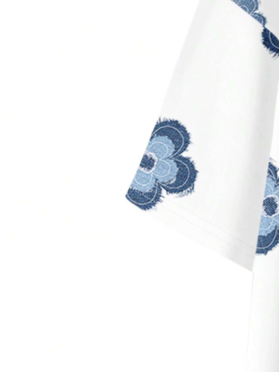 Floral Print Plus Size V-Neck  – Embroidery Tshirt Bewertung und Preis