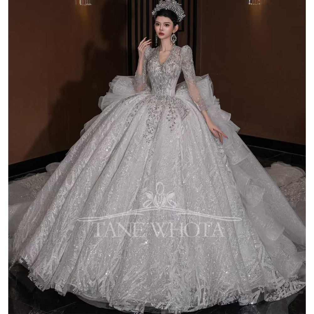 Luxury V Neck Wedding Dress Lo – Embroidery Organza Bewertung und Preis