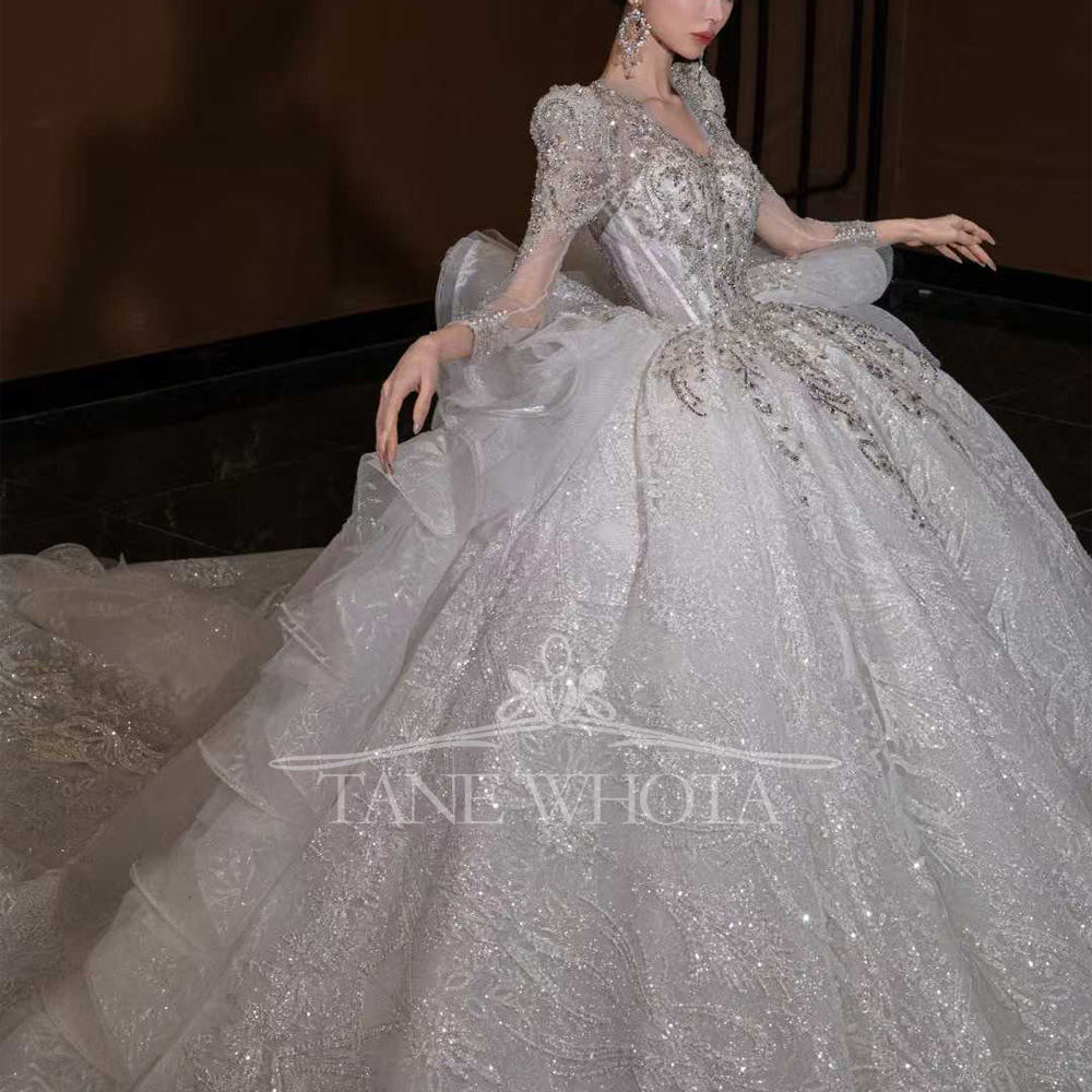 Luxury V Neck Wedding Dress Lo – Embroidery Organza Bewertung und Preis