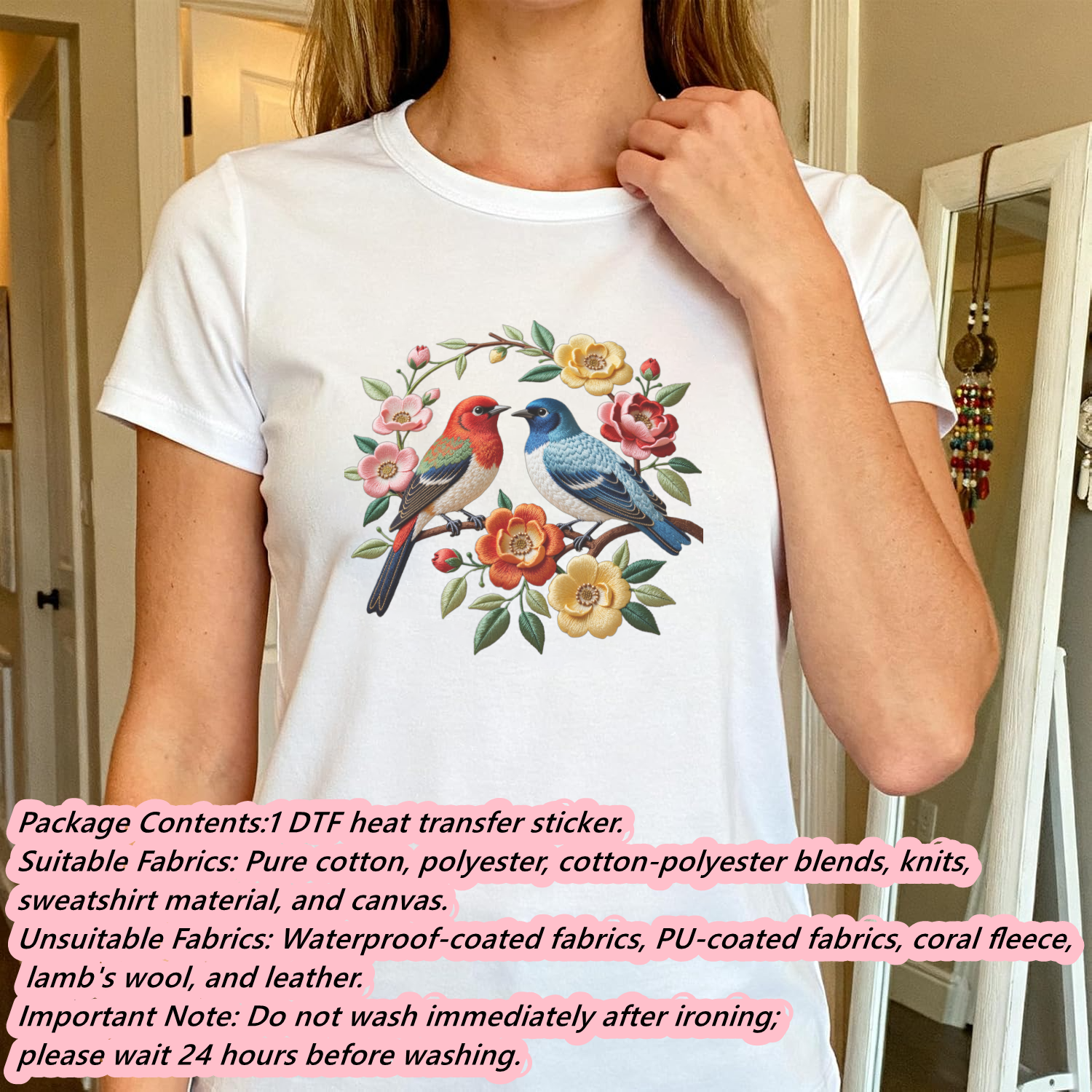 1 Piece of Bird Pattern Clothi – Embroidery Tshirt Bewertung und Preis