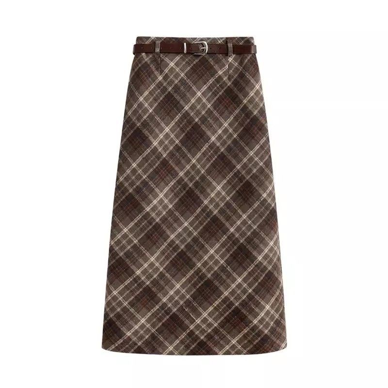Retro plaid woolen skirt for w – Felt Sheet Wool Bewertung und Preis