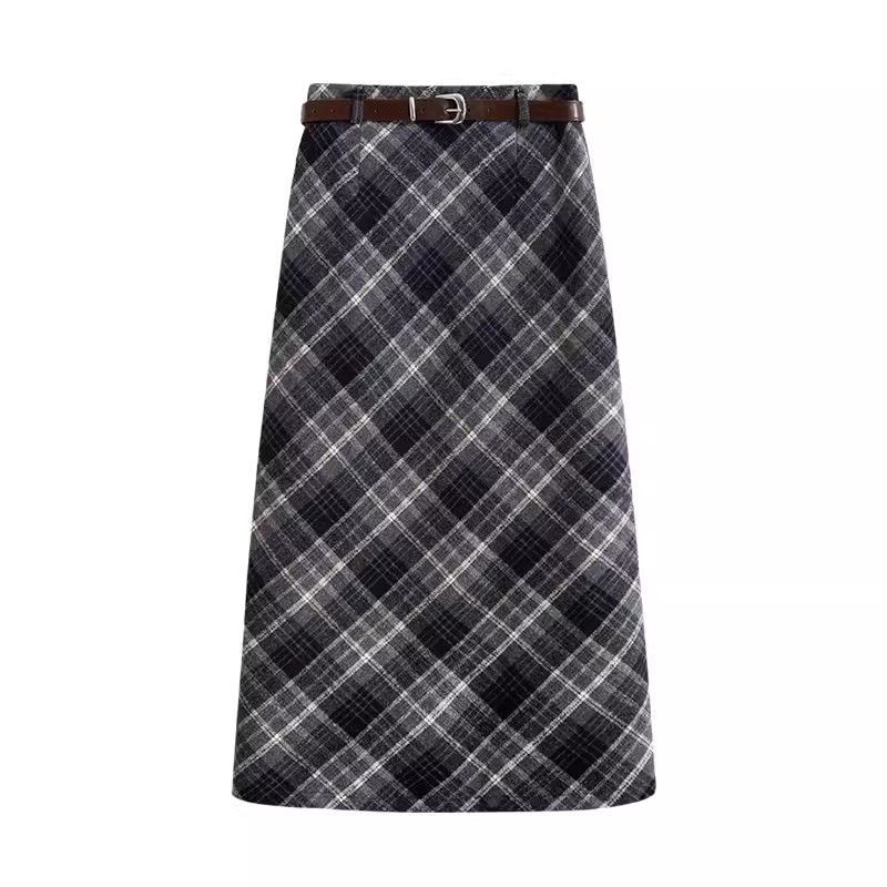 Retro plaid woolen skirt for w – Felt Sheet Wool Bewertung und Preis