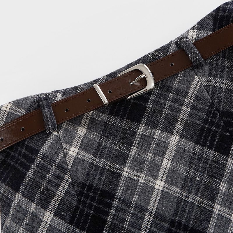 Retro plaid woolen skirt for w – Felt Sheet Wool Bewertung und Preis