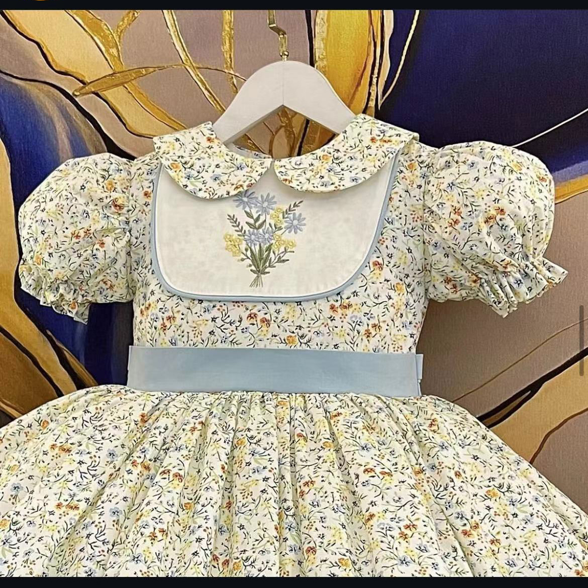 0-12Y Baby Girl Summer Flower  – Embroidery Yellow Flower Bewertung und Preis