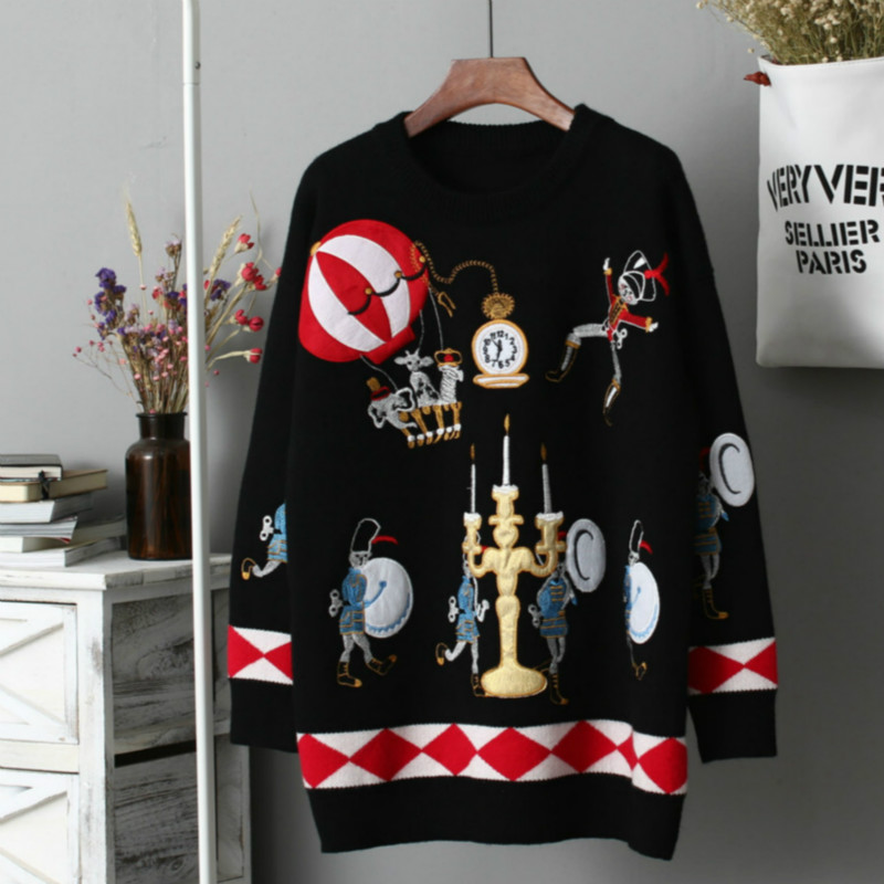 Winter Runway Sweater Women Lu – Embroidery Xmas Bewertung und Preis