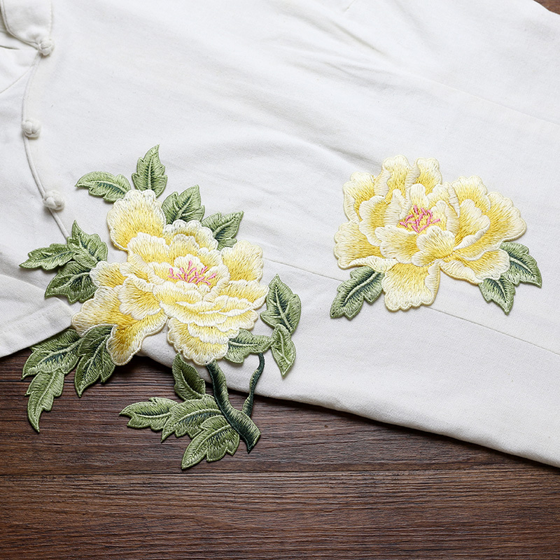 1 Pair Red Pink Yellow Embroid – Embroidery Yellow Flower Bewertung und Preis