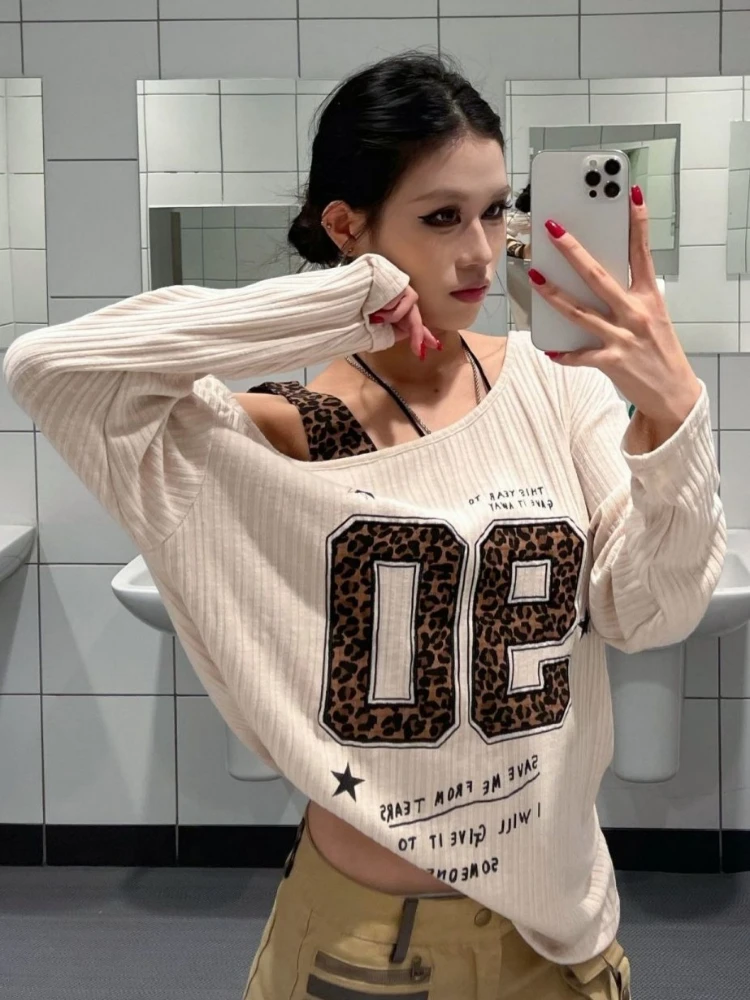 Y2K Patchwork Leopard Print T- – Embroidery Tshirt Bewertung und Preis