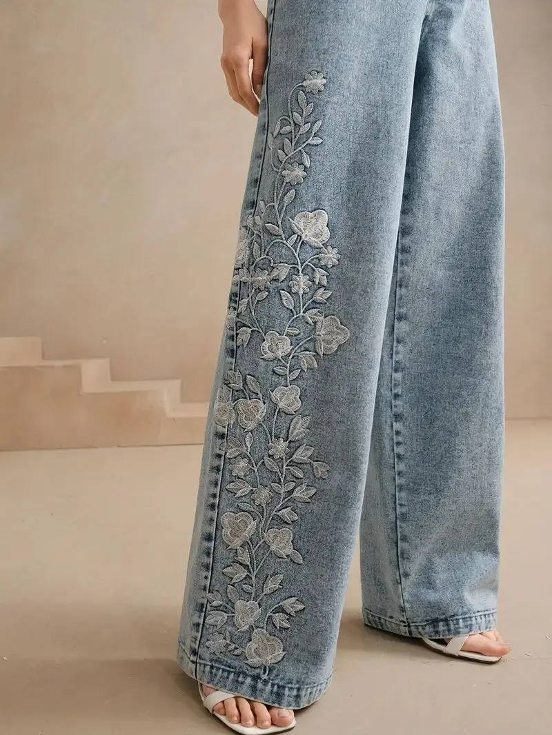 Women's plus Size Y2K Straight – Embroidery Jeans Bewertung und Preis