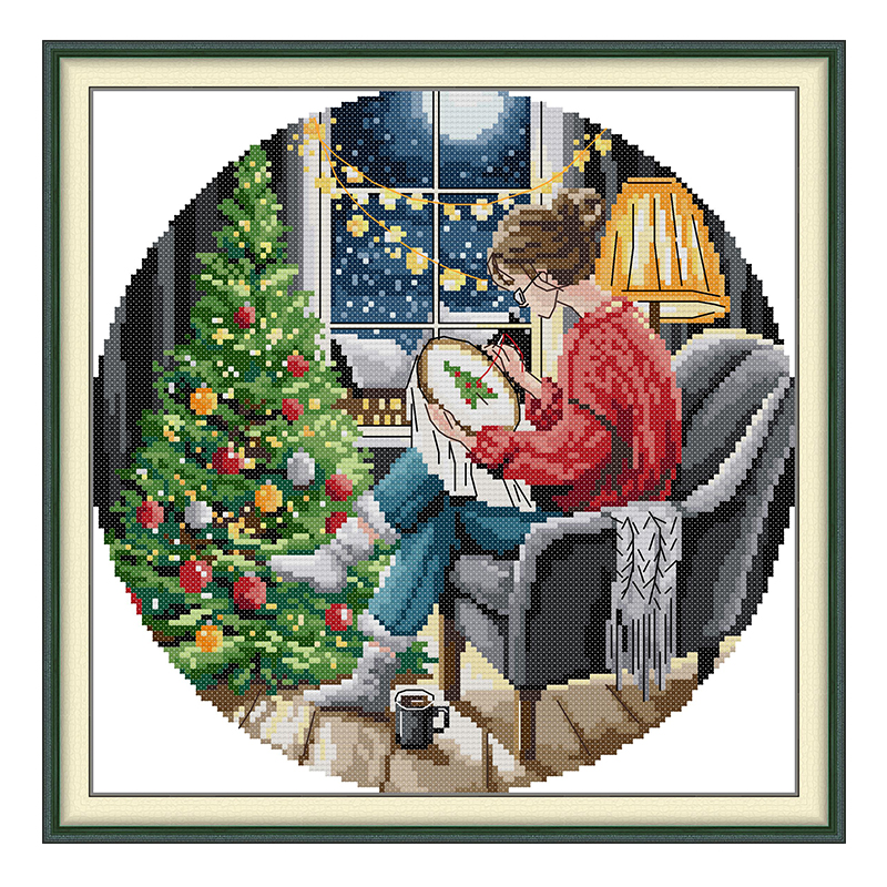The Christmas Tree and Girl Pa – Embroidery Xmas Bewertung und Preis