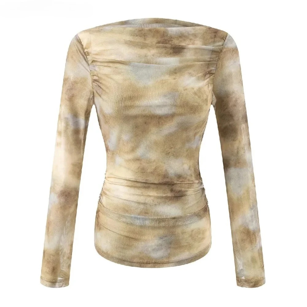 2025 Sexy Tie-Dye Print Ruched – Embroidery Tshirt Bewertung und Preis