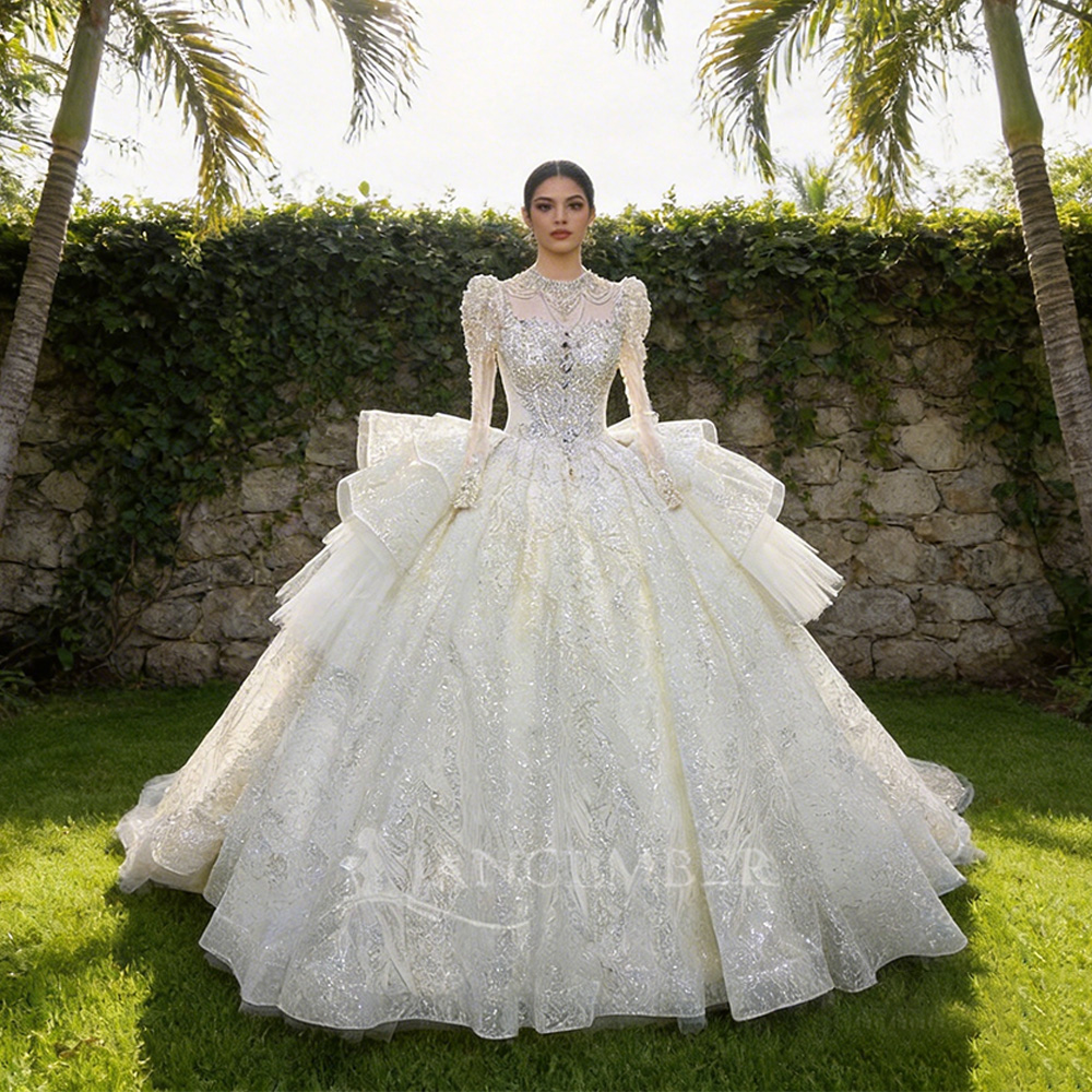 High Neck Chic Wedding Dress C – Embroidery Organza Bewertung und Preis