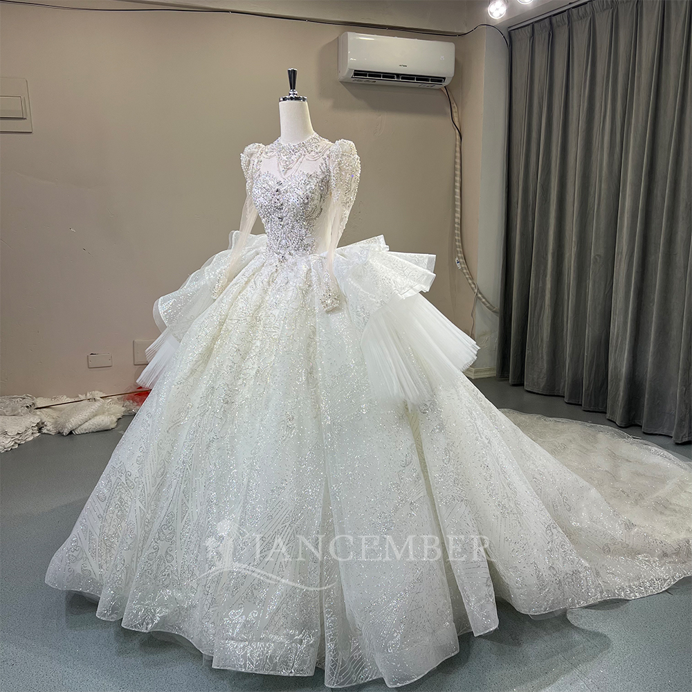 High Neck Chic Wedding Dress C – Embroidery Organza Bewertung und Preis
