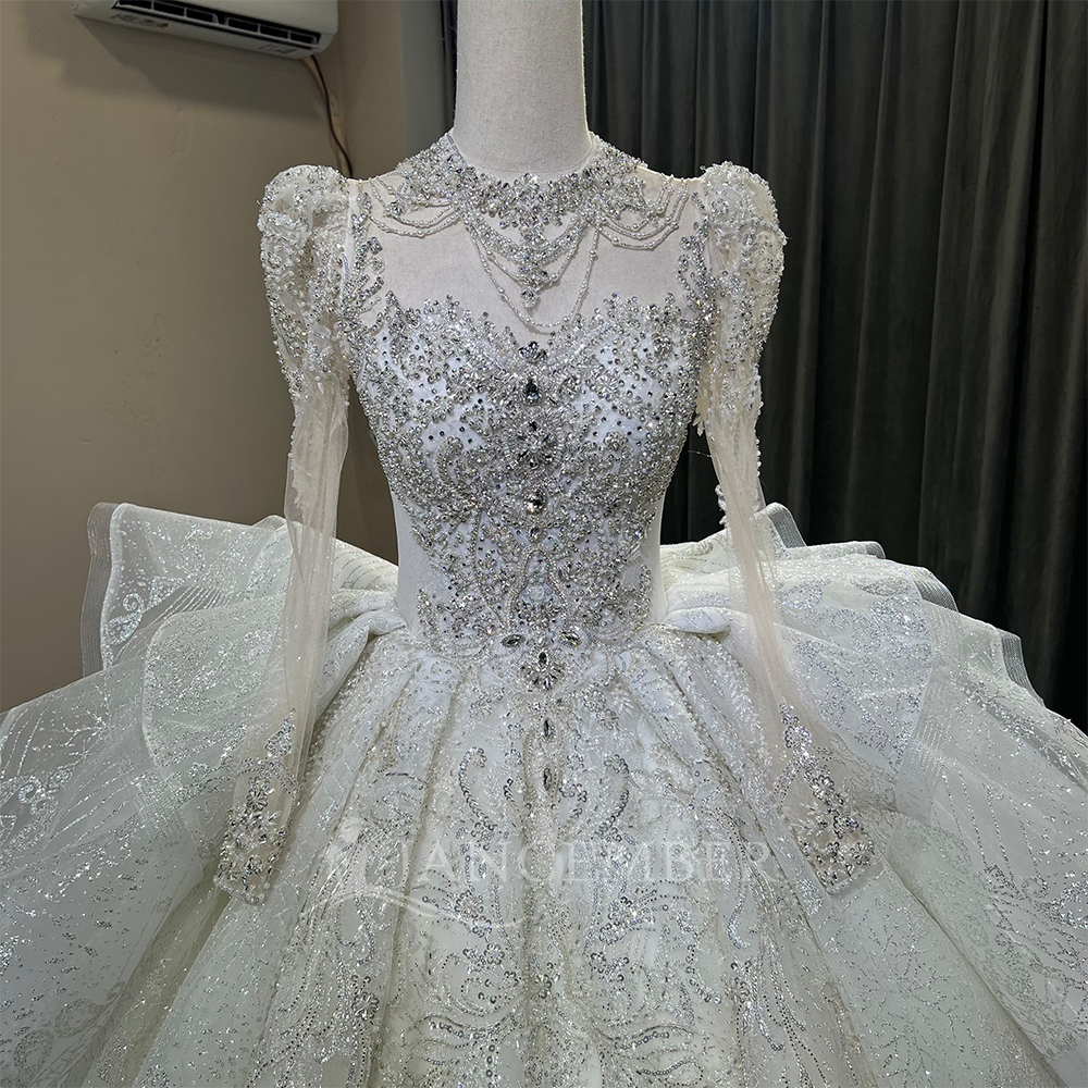 High Neck Chic Wedding Dress C – Embroidery Organza Bewertung und Preis