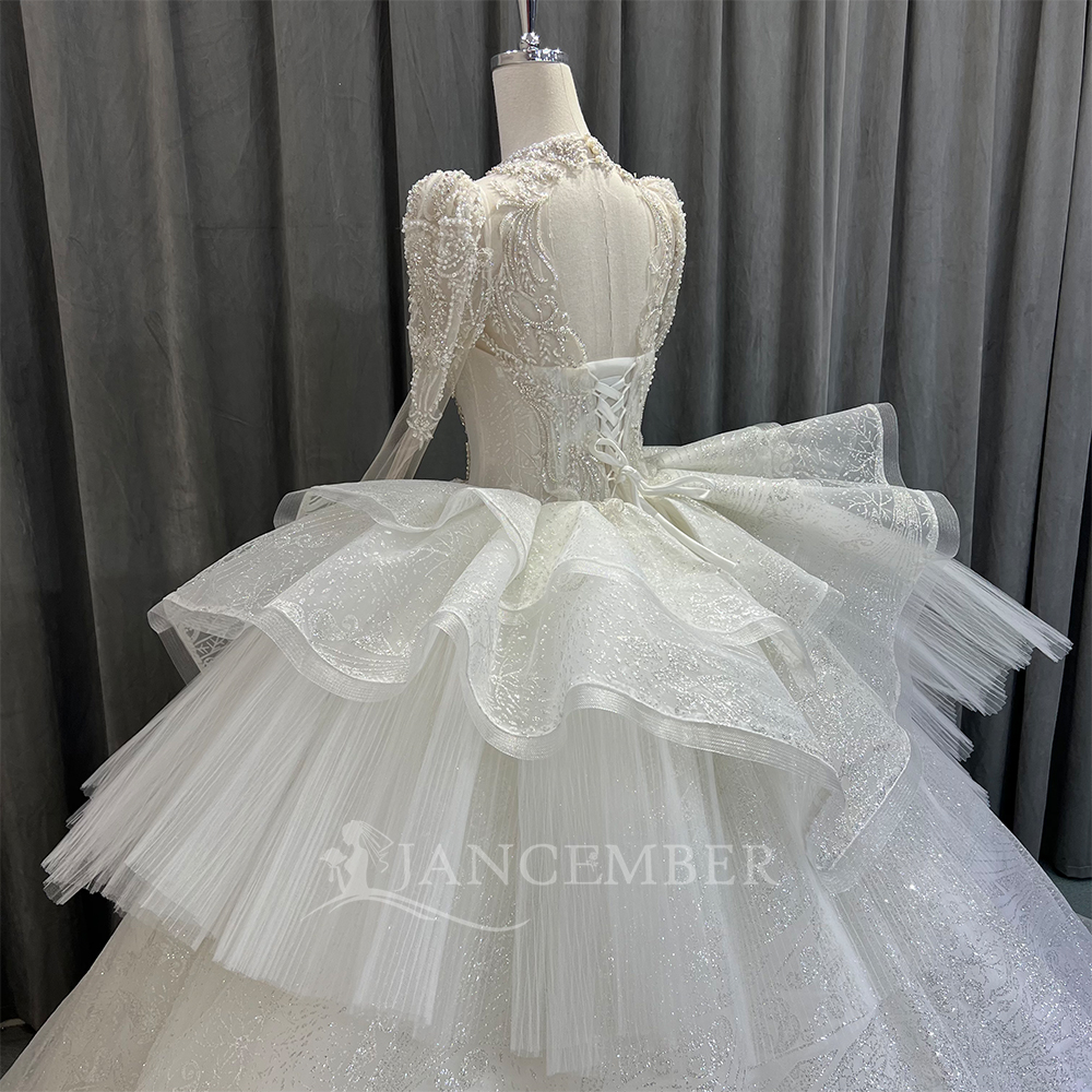 High Neck Chic Wedding Dress C – Embroidery Organza Bewertung und Preis