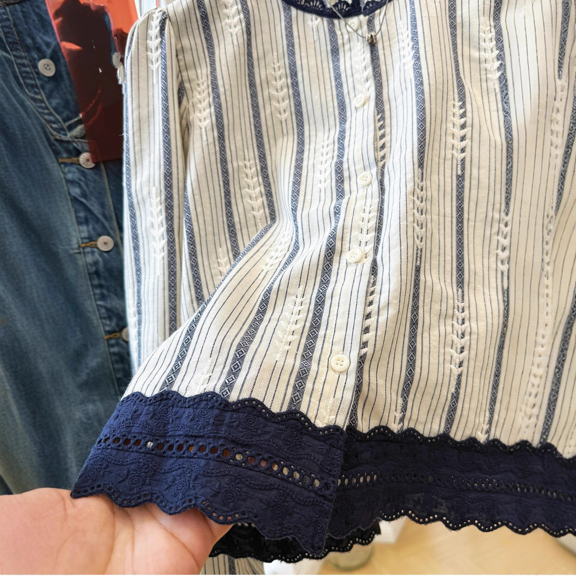 Women's Striped Lace Trim Blou – Embroidery Blouse Bewertung und Preis