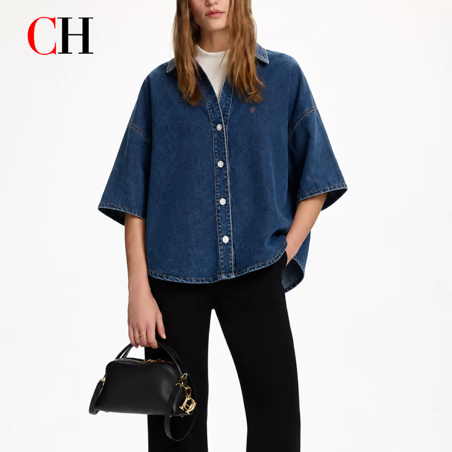 CH Letter Embroidered Solid Co – Embroidery Tshirt Bewertung und Preis