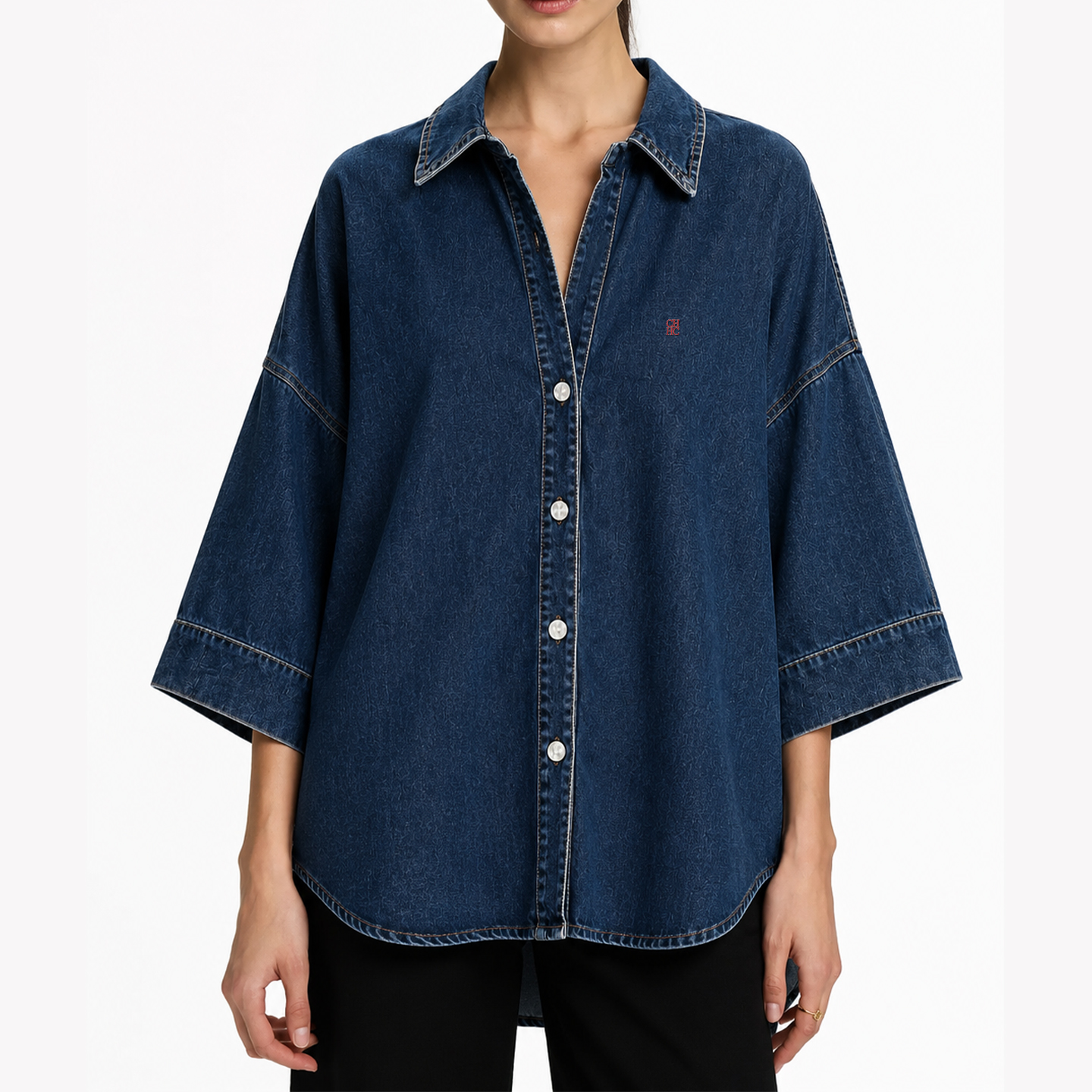 CH Letter Embroidered Solid Co – Embroidery Tshirt Bewertung und Preis