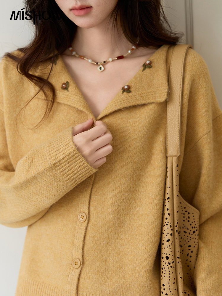 MISHOW Women's Autumn Cardigan – Embroidery Yellow Flower Bewertung und Preis