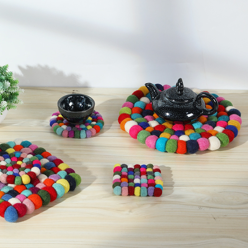 Colored Balls Woven Cup Mats W – Felt Sheet Wool Bewertung und Preis