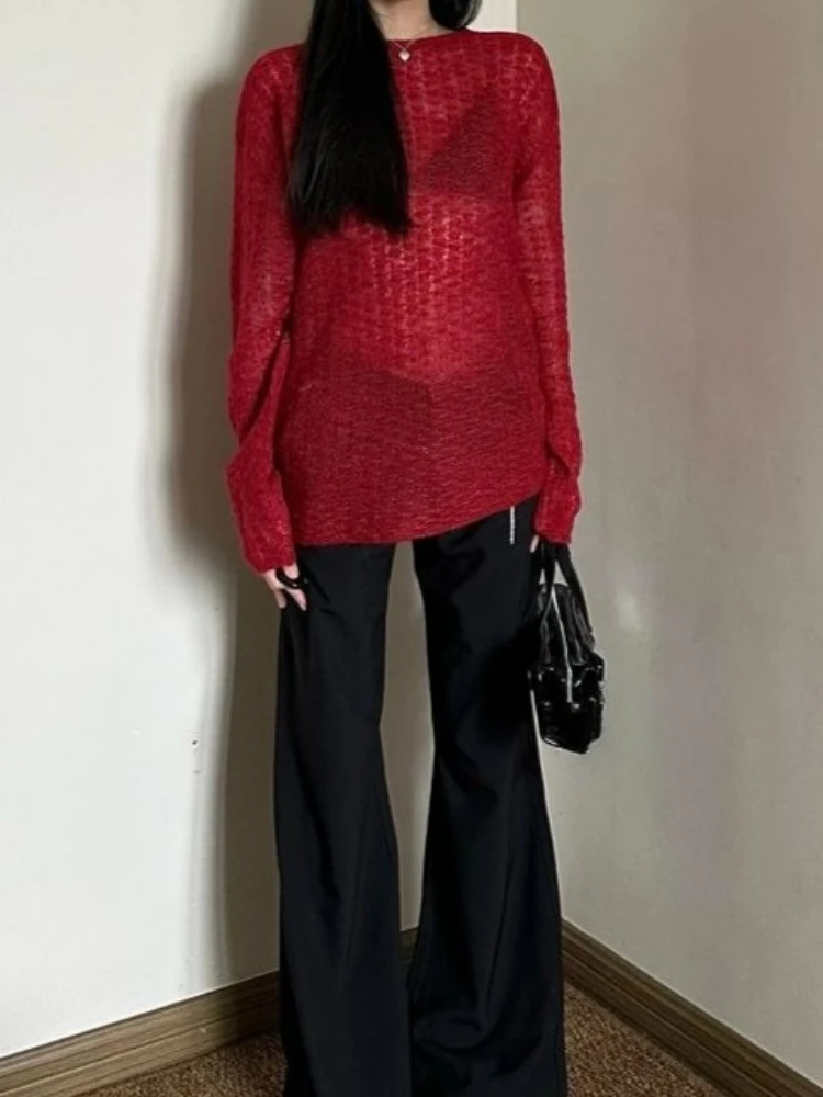 Y2K See-Through Knitted Women' – Embroidery Tshirt Bewertung und Preis