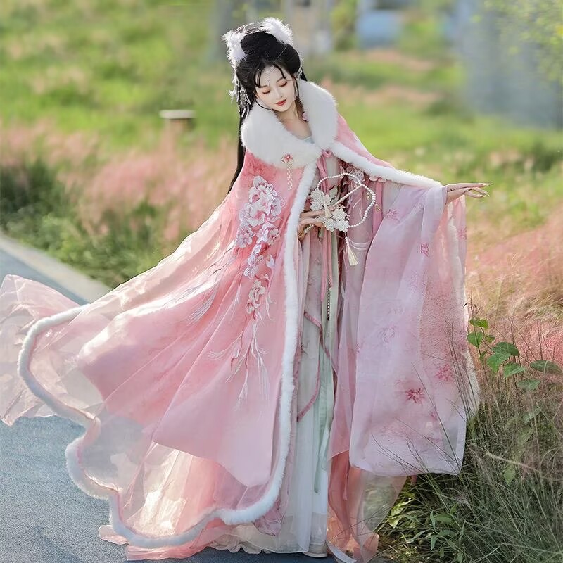 Pink&Red Hanfu Cloak Dress Wom – Embroidery Xmas Bewertung und Preis