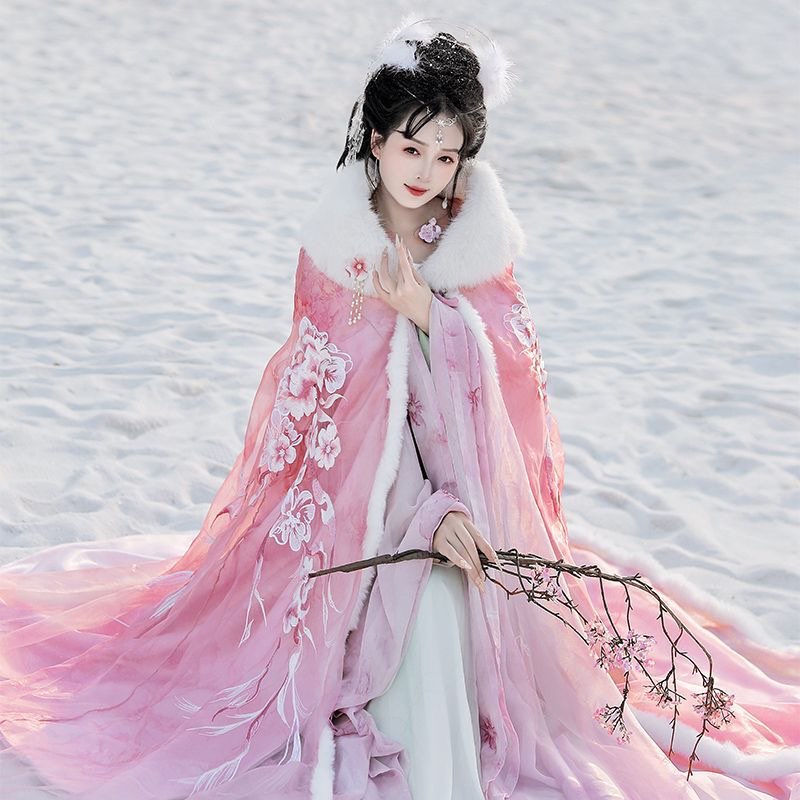 Pink&Red Hanfu Cloak Dress Wom – Embroidery Xmas Bewertung und Preis